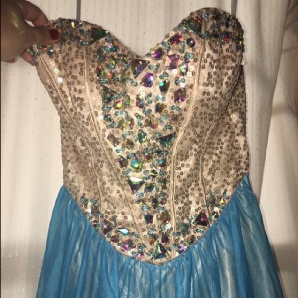 Turquoise/ teal jeweled dress